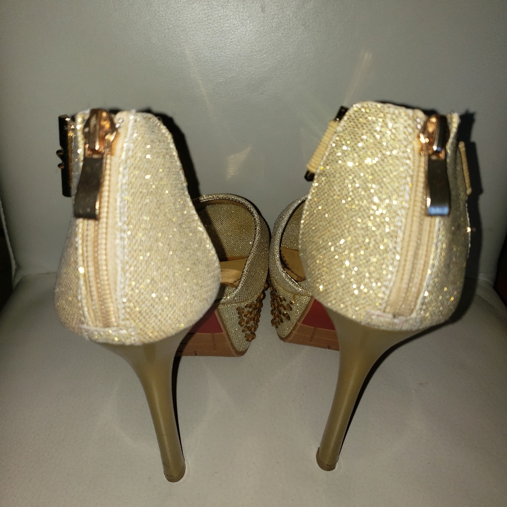 ***SOLD*** Metallic Gold Rhinestone platform heels - Picture 6 of 8